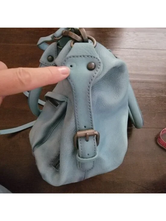 NEW Free People Baby Emerson Tote Womens Sail Blue Leather Boho Contemporary - Picture 4 of 8